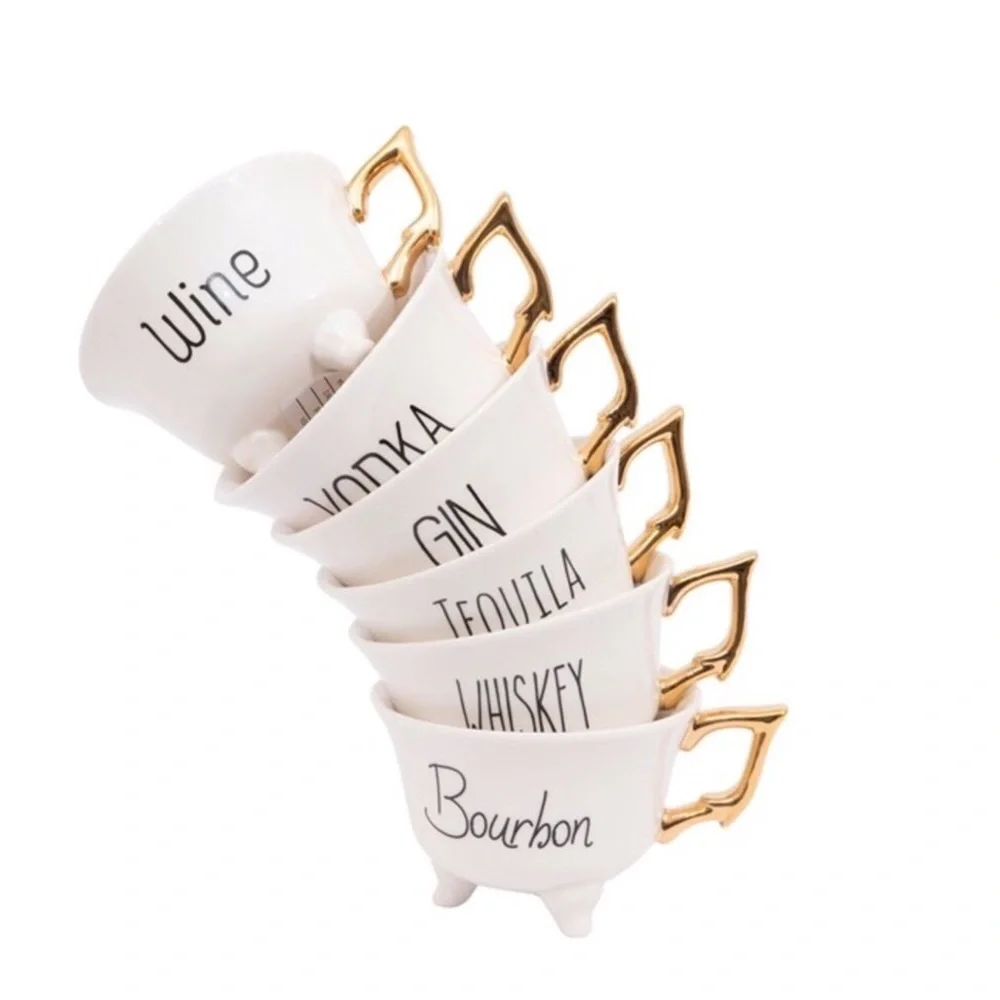 Creative Co-Op Boozy Stoneware Footed Tea Cup